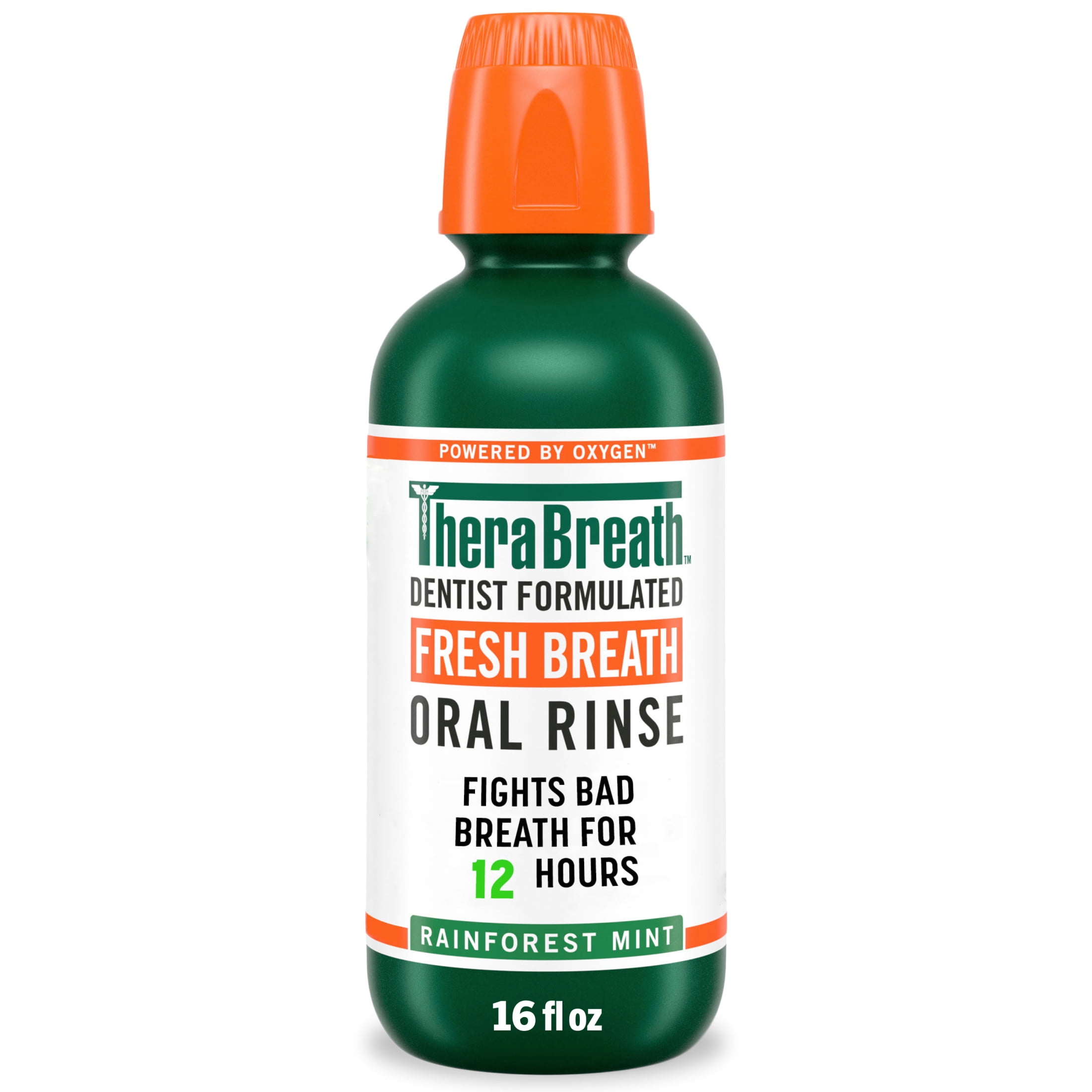 TheraBreath Fresh Breath Mouthwash, Rainforest Mint, Alcohol-Free Mouthwash for Adults, 16 fl oz