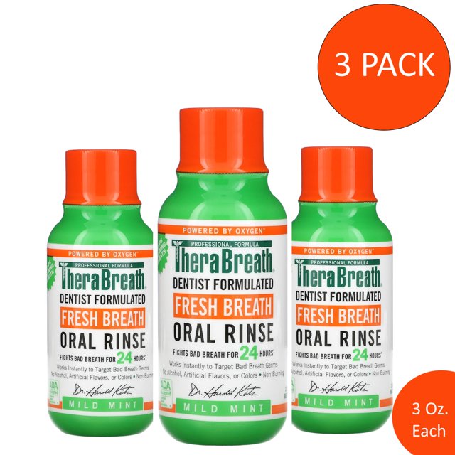 TheraBreath Fresh Breath Oral Rinse Mouthwash, Mild Mint, AlcoholFree