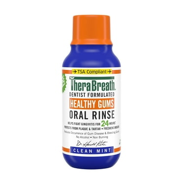 TheraBreath Healthy Gums Mouthwash, Antigingivitis Mouth Rinse for Adults, Clean Mint, 3 oz