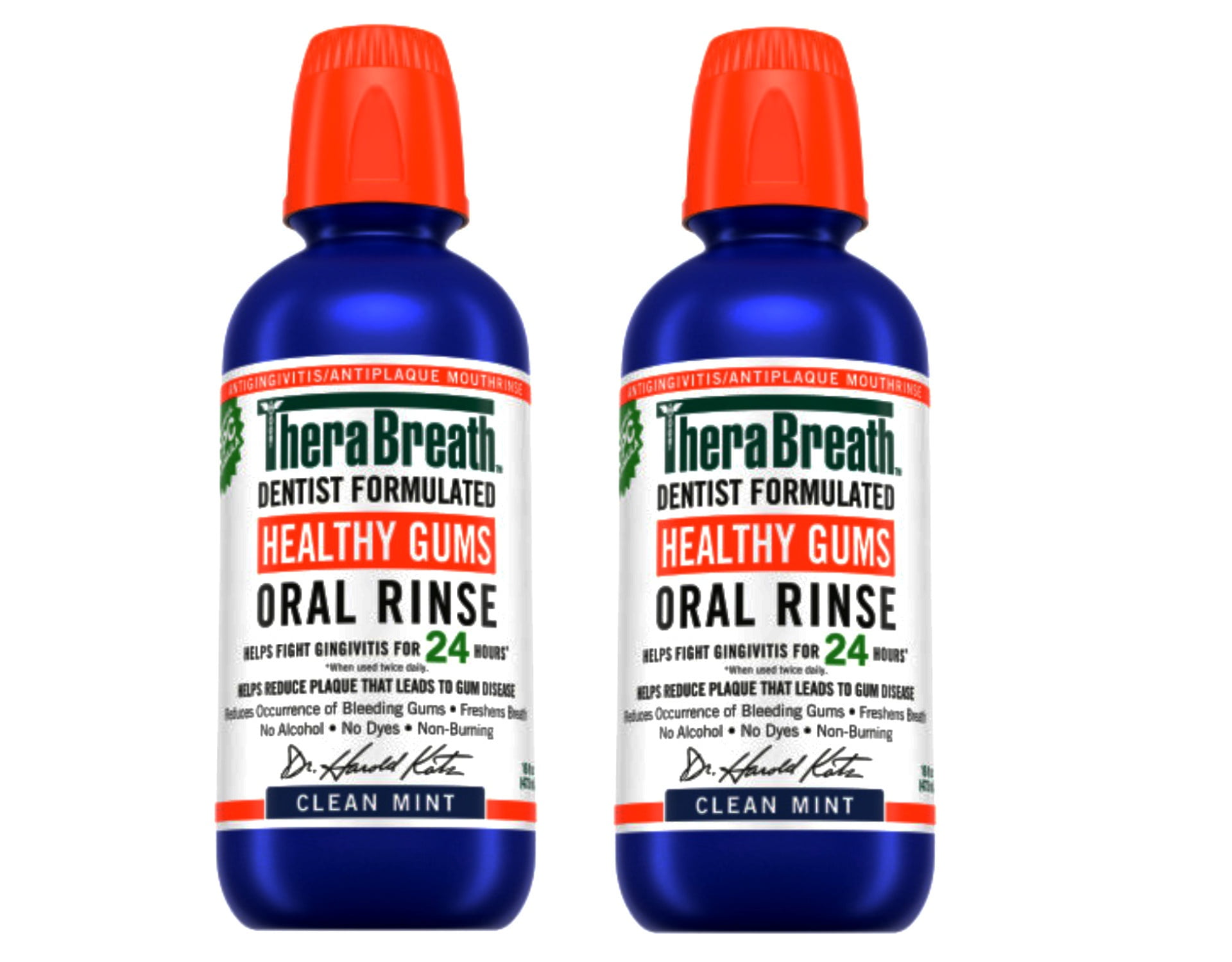TheraBreath Healthy Gums Mouthwash, Antigingivitis Oral Rinse, Clean Mint, 16 fl oz - 2 Pack