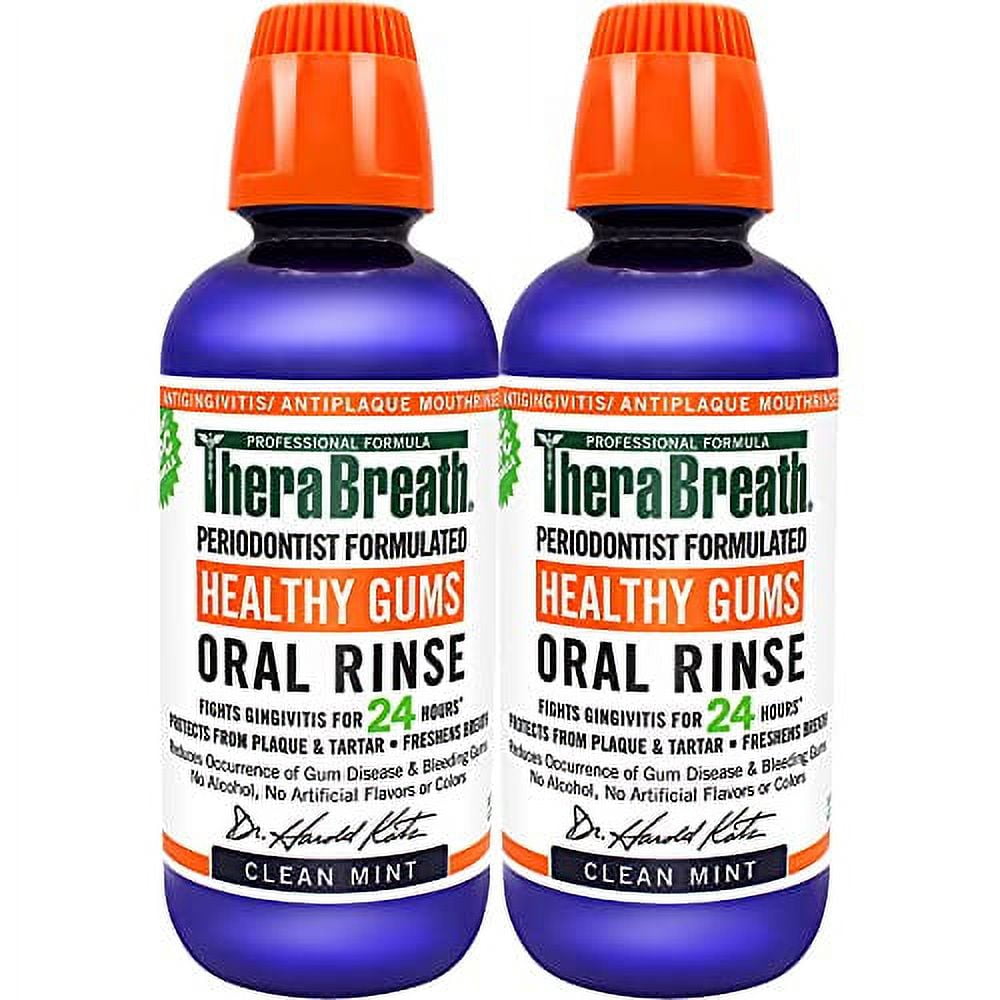 ODI Ventures TheraBreath Healthy Gums Periodontist Formulated 24-Hour Oral Rinse with CPC, Clean Mint, 16 Ounce (Pack of 2)