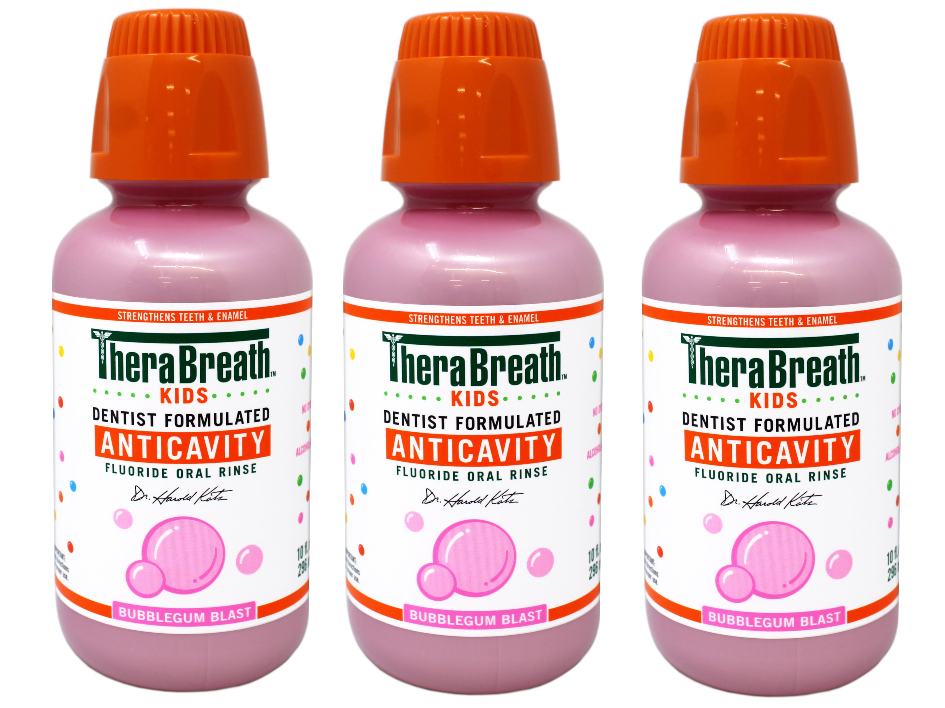 TheraBreath Kids Anticavity Mouthwash, Bubblegum Blast, 10 FL OZ - 3 Pack