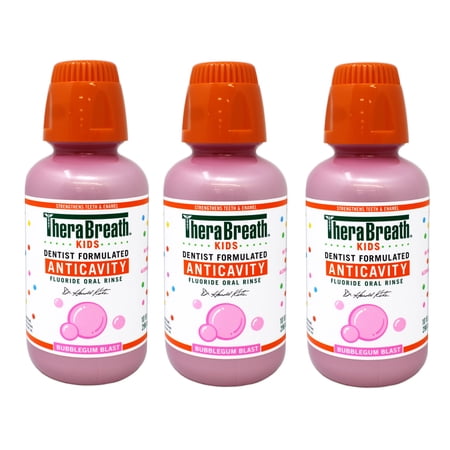 TheraBreath Kids Anticavity Mouthwash, Bubblegum Blast, 10 FL OZ - 3 Pack