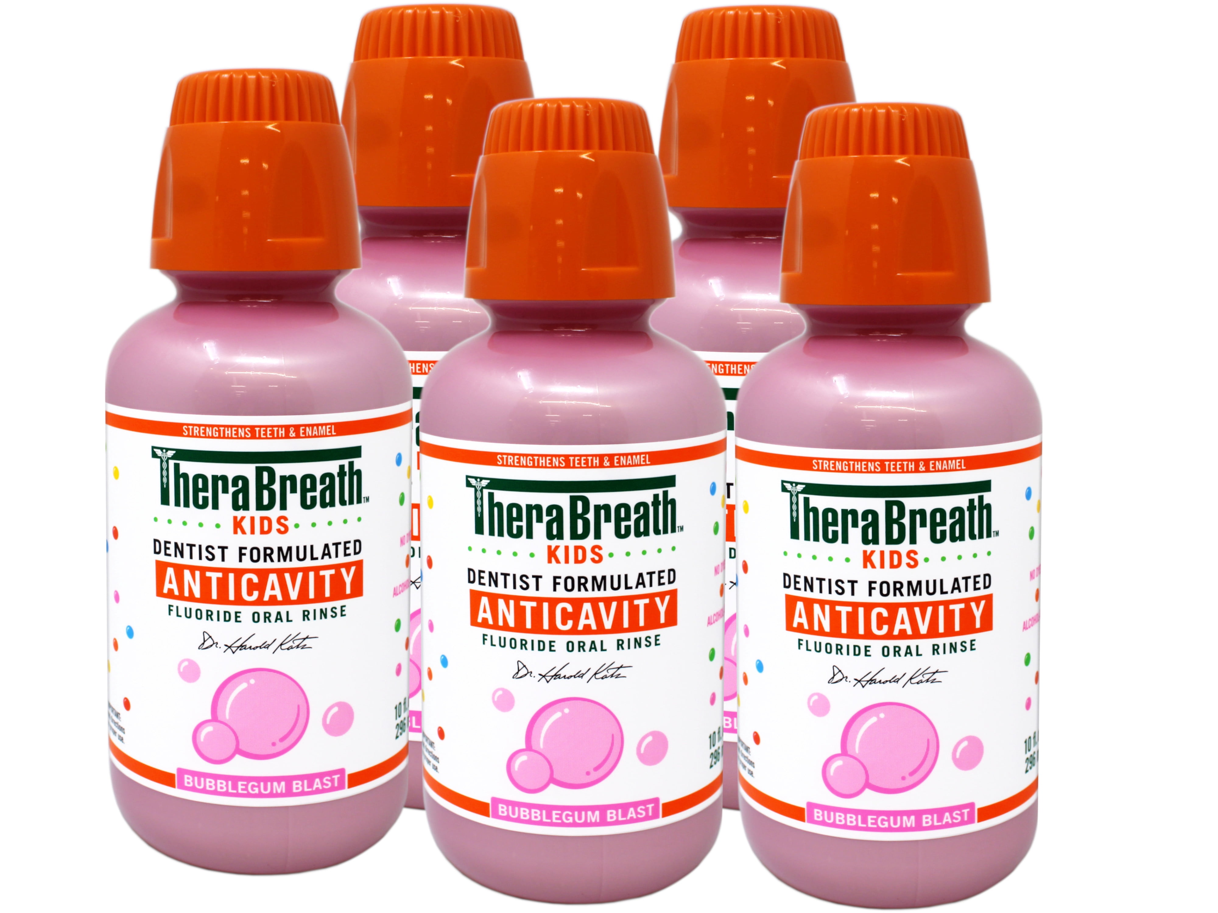 TheraBreath Kids Anticavity Mouthwash, Bubblegum Blast, 10 FL OZ - 5 Pack
