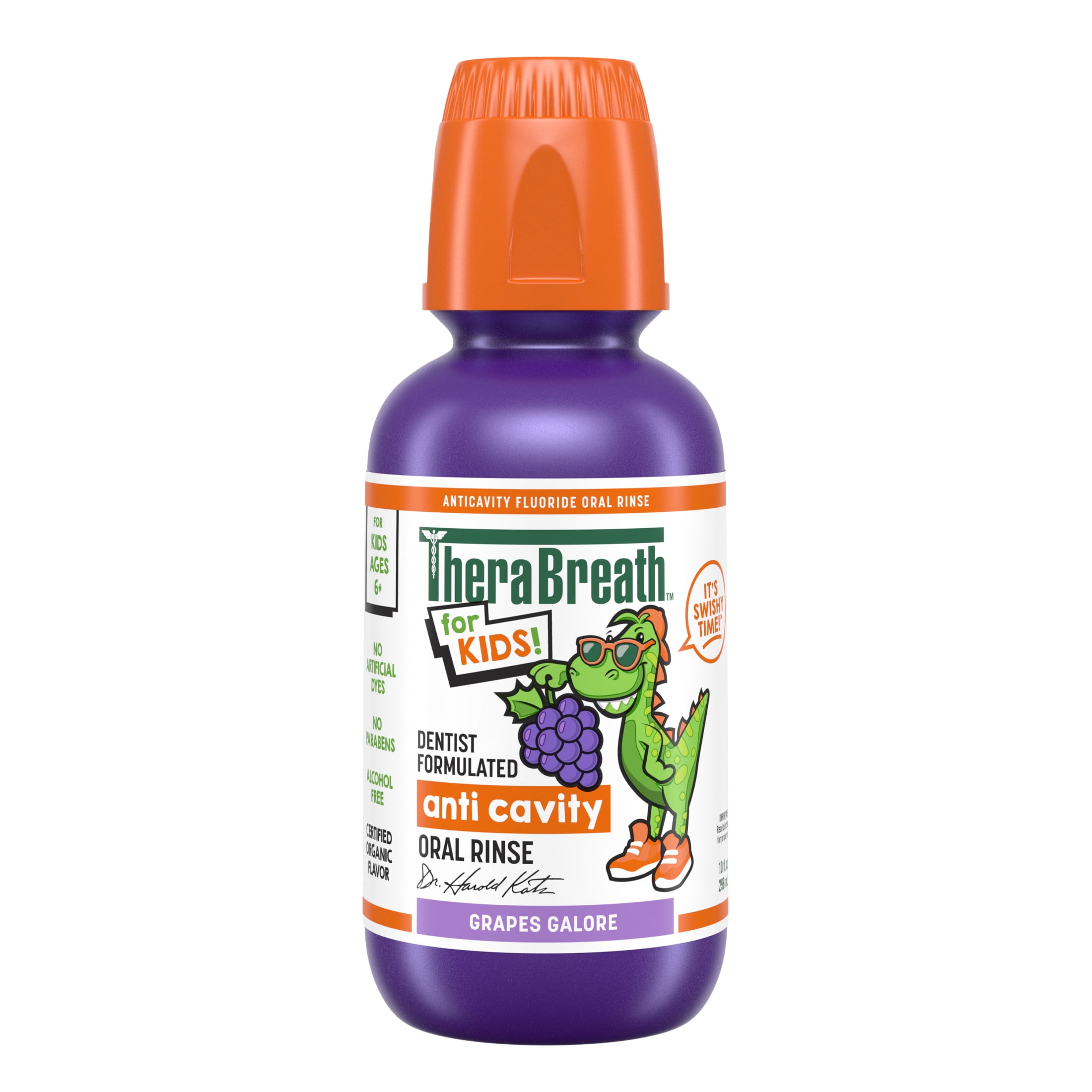 TheraBreath Kids Mouthwash with Fluoride, Organic Grapes Galore, Anticavity, 10 fl oz