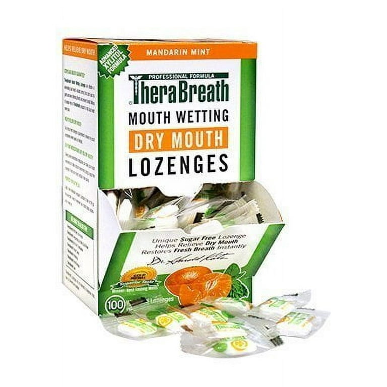 TheraBreath Mouth Wetting Lozenges, Mandarin Mint, 100 Count