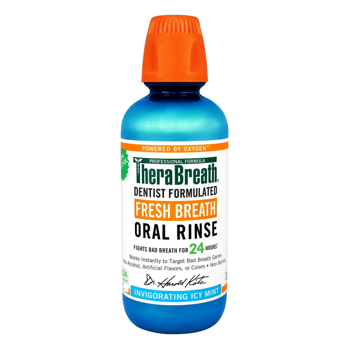 TheraBreath Oral Rinse, Alcohol-Free, Invigorating Icy Mint, 16 Oz (Pack of 18)