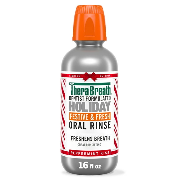 TheraBreath Limited Edition Holiday Festive & Fresh Oral Rinse, Alcohol-Free Mouthwash
Freshens Breath, Peppermint Kiss, 16 fl oz
