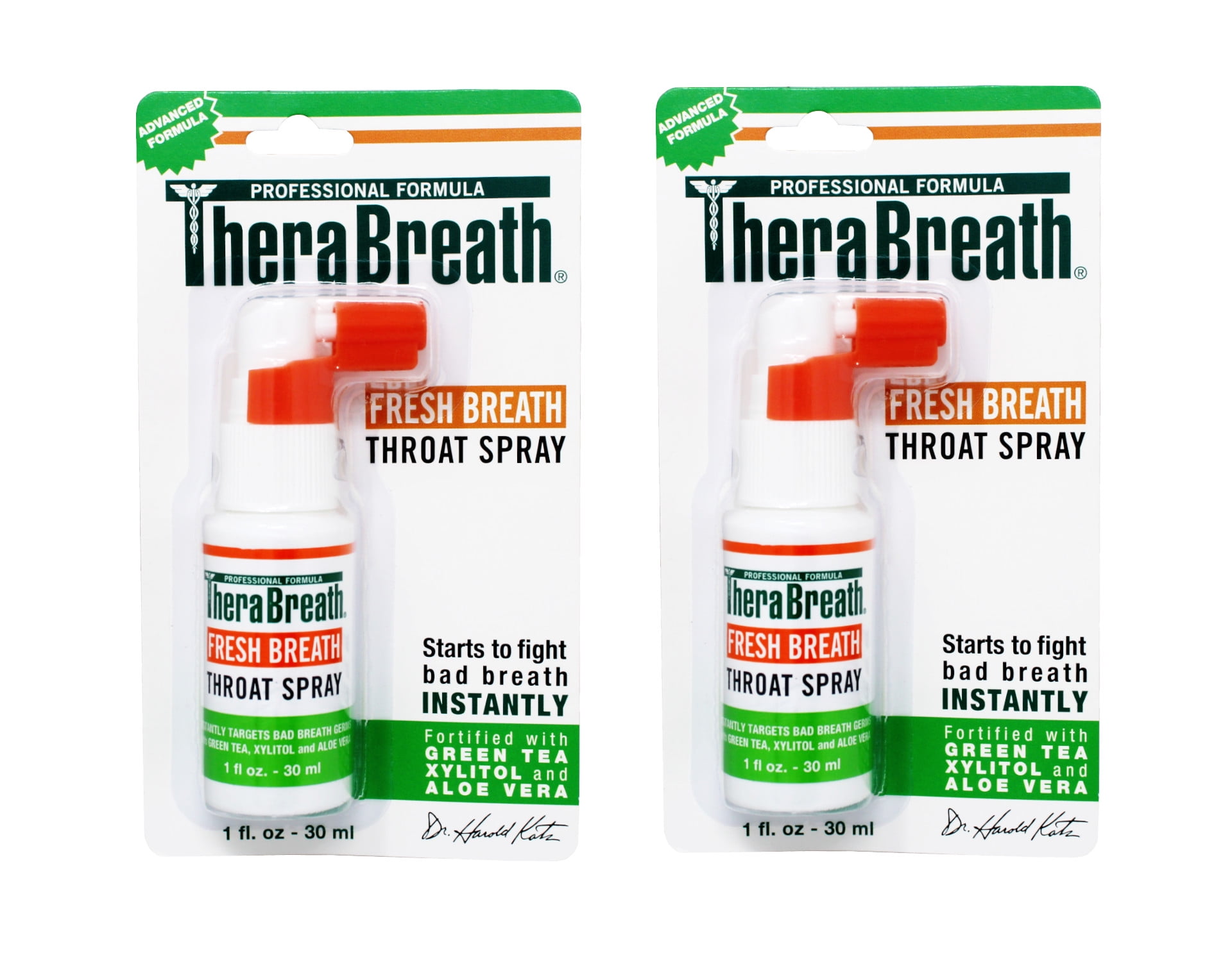 TheraBreath Professional Formula Fresh Breath Throat Spray with Green Tea, Xylitol and Aloe Vera