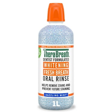 TheraBreath Whitening Mouthwash, Dazzling Mint, Dentist Formulated, 1 Liter