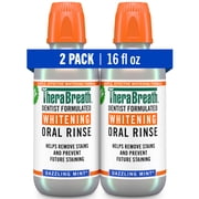 TheraBreath Whitening Mouthwash, Dazzling Mint, Dentist Formulated, 16 Fl Oz, 2 Pack
