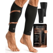 TheraCopper Copper Calf Compression Sleeve Premium Copper Compression Shin Sleeve for Men & Women .Breathable & Non-Slip Leg Sleeves for Runners, Shin Splints, Muscle Recovery & Leg Fatigue Large