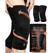 TheraCopper Copper Knee Brace for Men & Women (2 Pack) — Non-Slip Compression Copper Knee Sleeves for Fitness, Running, Workouts & Daily Wear (Large)