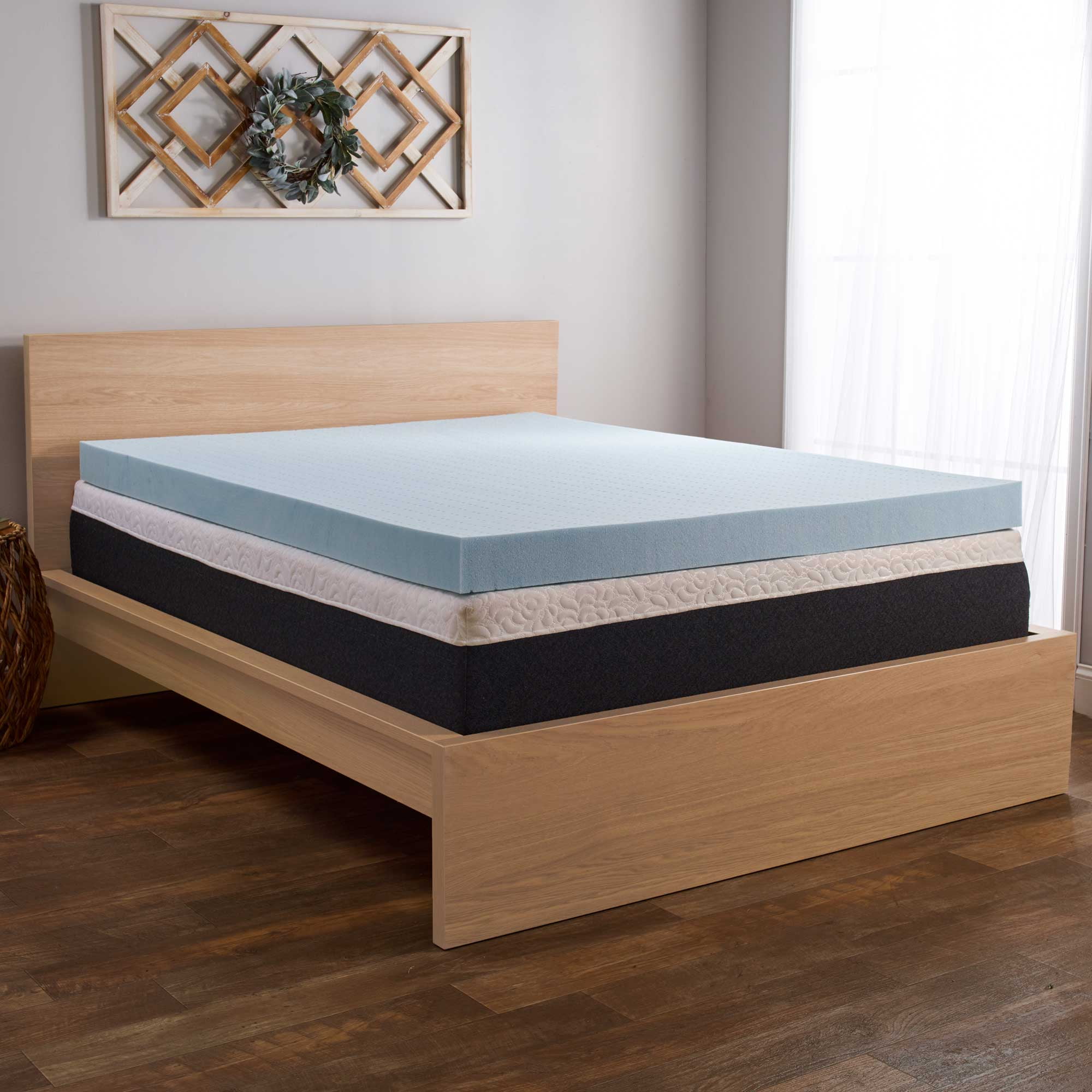 Full Size Blue Gel Memory Foam Mattress Topper