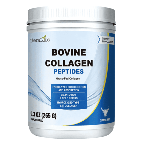 TheraLabs Grass-Fed Bovine Hydrolyzed Collagen Peptides Powder, Type I & III, Unflavored, 9.3 oz - 1PK