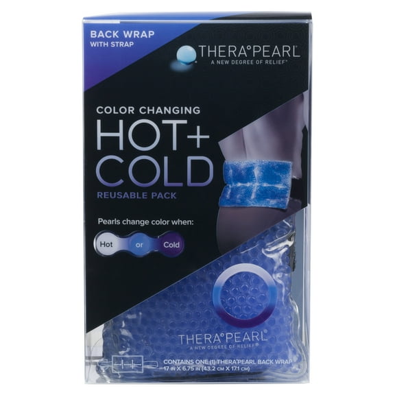 TheraPearl Back Wrap with Strap, Color Changing Hot + Cold Reusable Pack