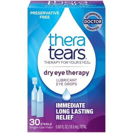 TheraTears Dry Eye Therapy Lubricating Eye Drops, Preservative Free, 30 Single-Use Vials