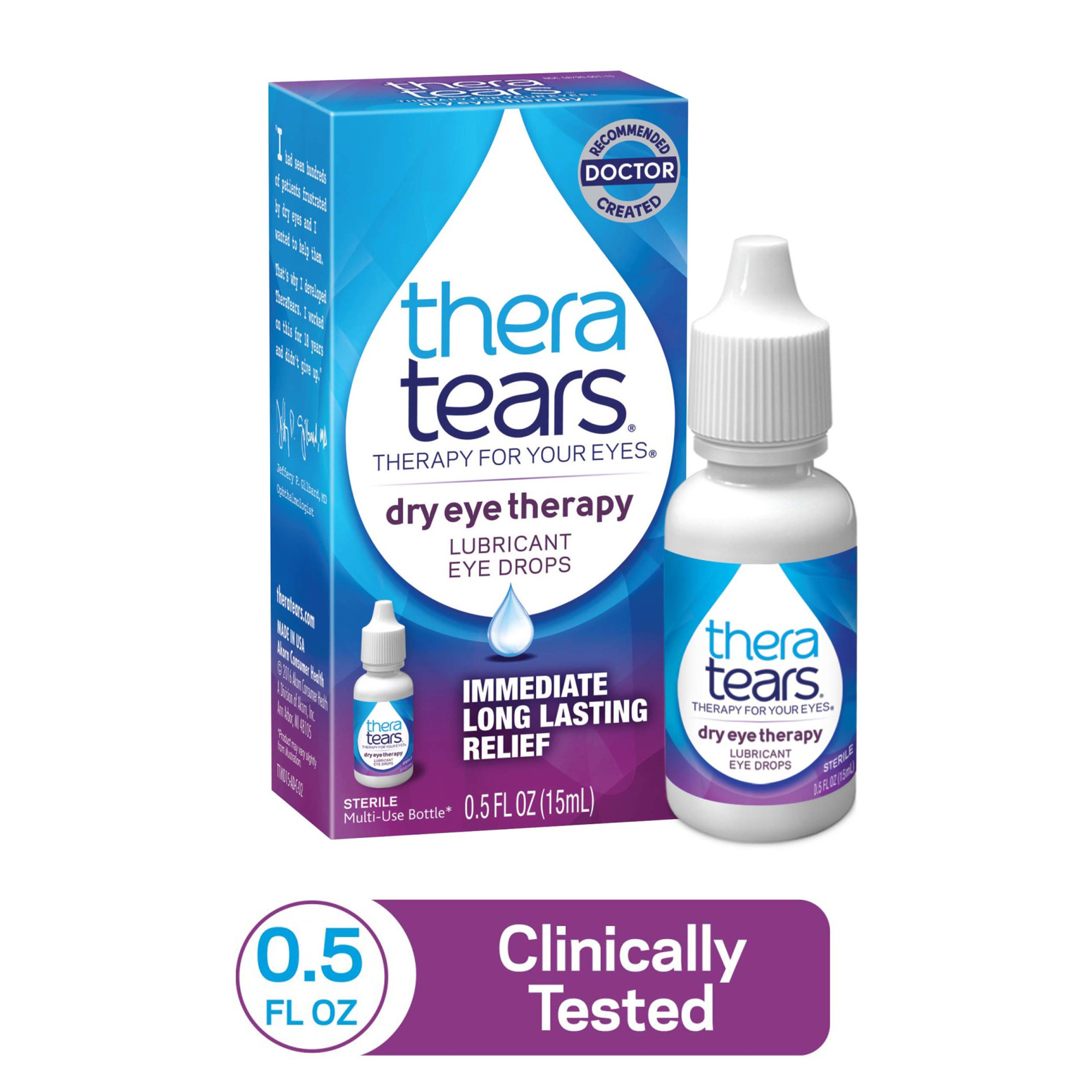 TheraTears Dry Eye Therapy Lubricating Eye Drops for Dry Eyes, 0.5 fl oz Bottle - image 1 of 14