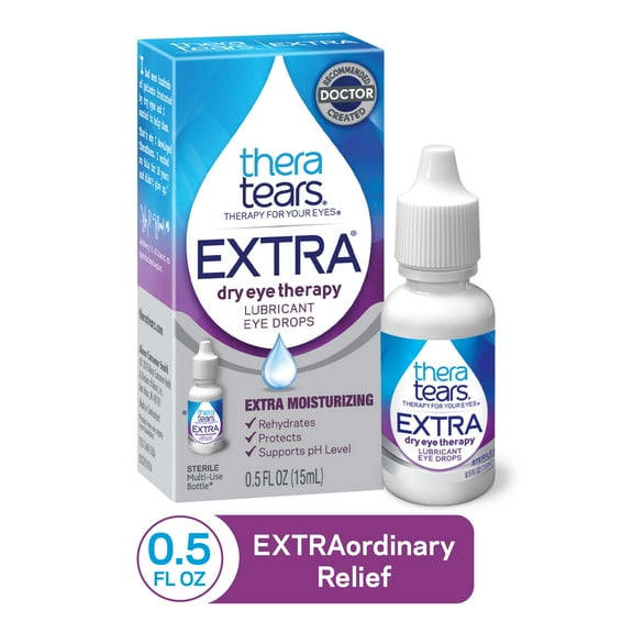 TheraTears Extra Dry Eye Therapy Lubricating Eye Drops for Dry Eyes, Daily Use, 0.5 fl oz Bottle