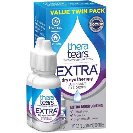 TheraTears Eye Drops for Dry Eyes, Extra Dry Eye Therapy Lubricant, 0.5 Fl Oz, 2 Pack 1 ea (Pack of 4)