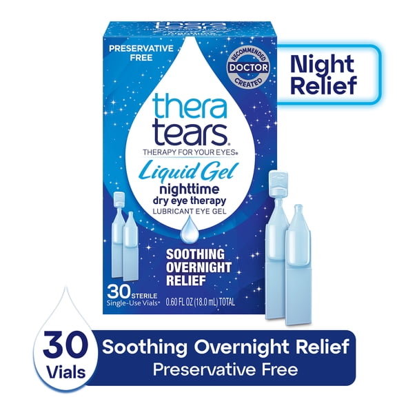 TheraTears Liquid Gel Nighttime Lubricating Eye Drops, Single-Use Daily Vials, 30 Count