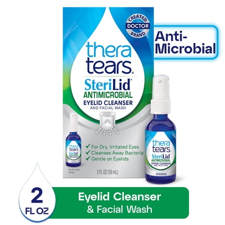 TheraTears SteriLid Antimicrobial Eyelid Cleanser and Facial Wash, 2 fl oz Spray