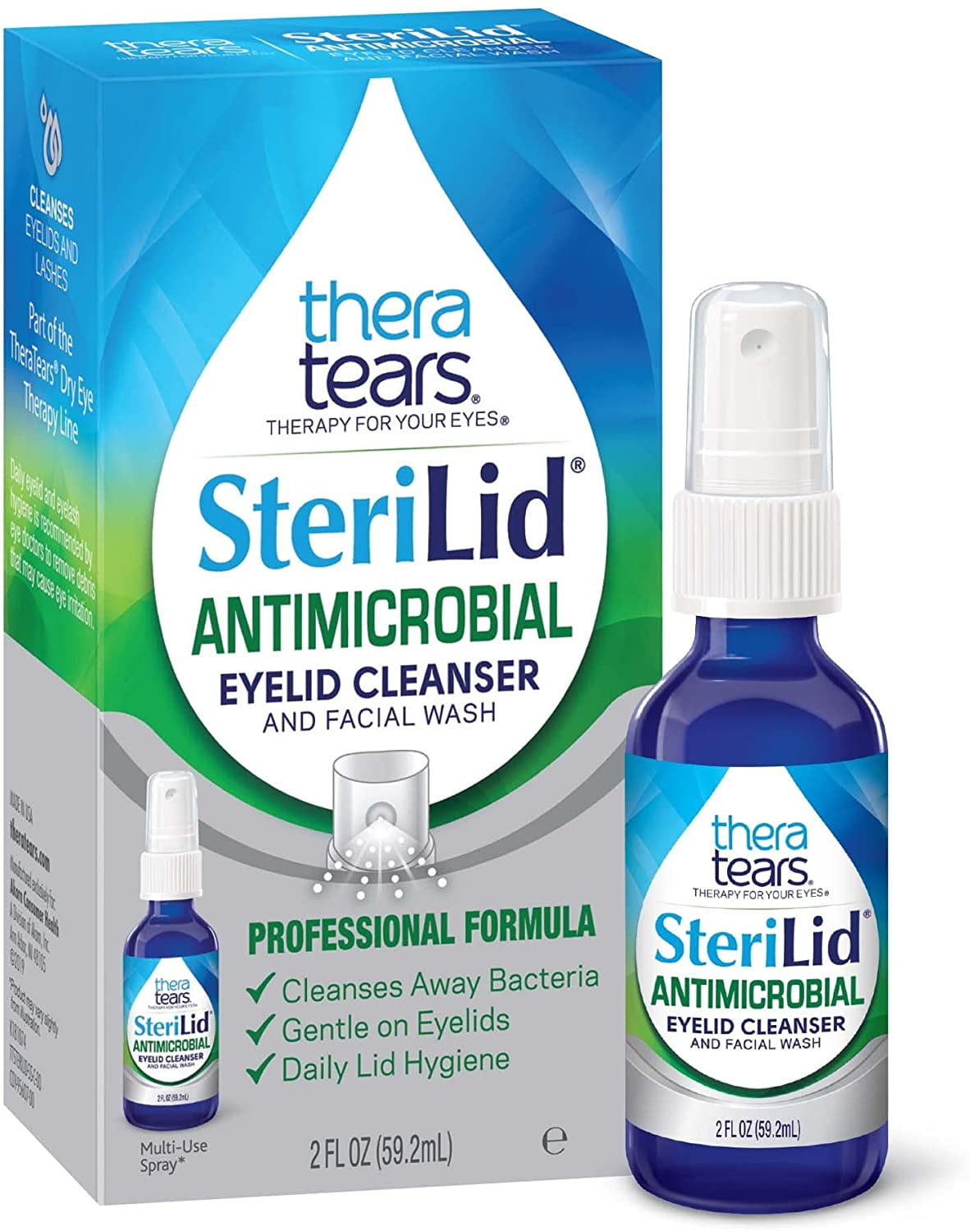 TheraTears Sterilid Antimicrobial Eyelid Cleanser and Facial Wash, 2 Fl oz Spray 1 ea (Pack of 3)