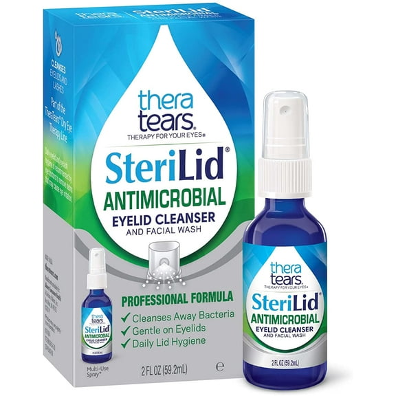 TheraTears Sterilid Antimicrobial Eyelid Cleanser and Facial Wash, with Hypochlorous Acid, 59 mL, 2 Fl oz Spray