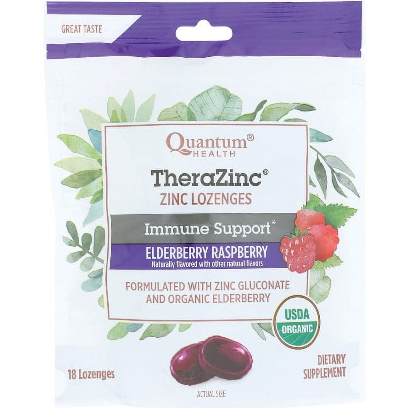 TheraZinc Elderberry Raspberry Lozenges, 18ct