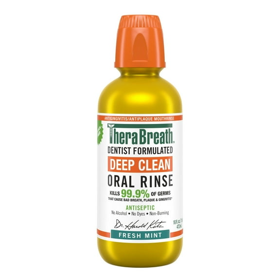 Therabreath Deep Clean Antiseptic Oral Rinse Mouthwash, Fresh Mint Flavor, 16 oz, 2 Pack