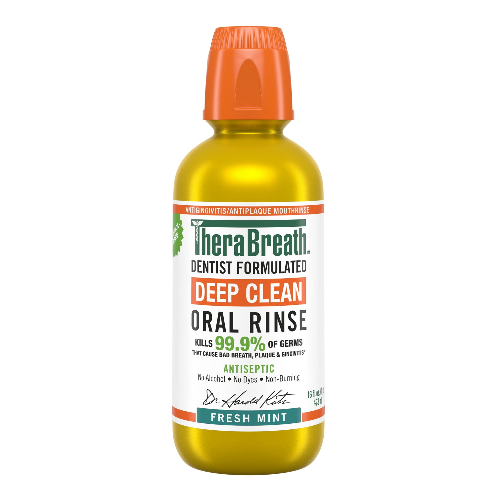 Therabreath Deep Clean Antiseptic Oral Rinse Mouthwash, Fresh Mint Flavor, 16 oz..
