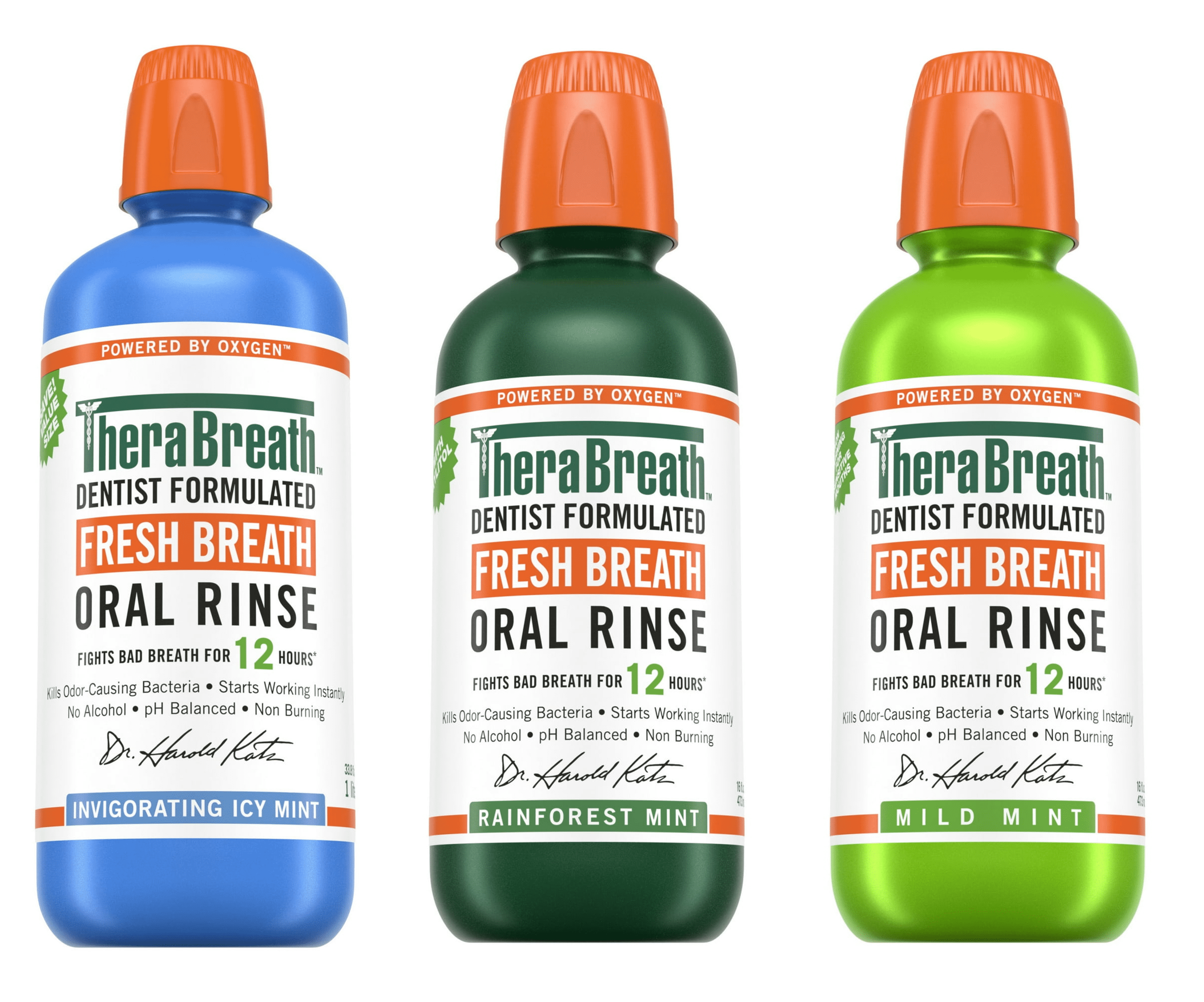Therabreath Fresh Breath Alcohol-Free Mouthwash Bundle, Flavor Sample Pack