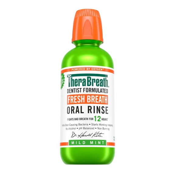 Therabreath Fresh Breath Moisturizing Alcohol-Free Mouthwash, Mild Mint, 16 oz