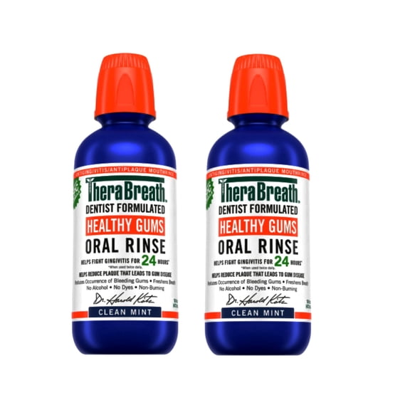 Therabreath Healthy Gums Oral Rinse, Clean Mint, 16 fl oz (Pack of 2)