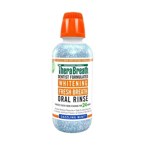 Therabreath Whitening Fresh Breath Oral Rinse Dazzling Mint, 16 oz..