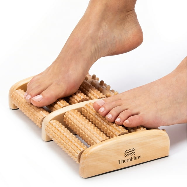 Theraflow Dual Wooden Foot Massager for Women and Men