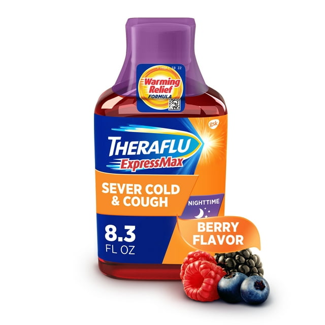 Theraflu Expressmax Nighttime Severe Cold and Cough Syrup - 8.3 oz