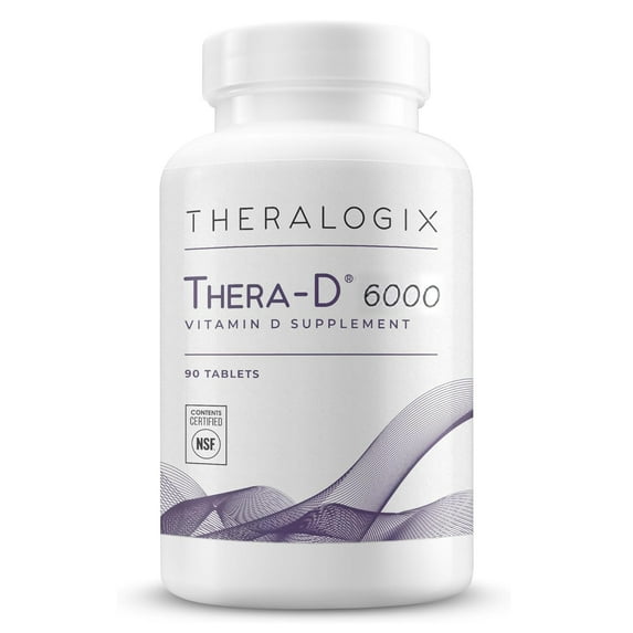 Theralogix Thera-D 6000 Vitamin D Supplement - 6,000 IU (150 mcg) Vitamin D3 - 90-Day Supply - Immune Support Supplement for Women & Men - Aids Bone & Heart Health - NSF Certified - 90 Tablets