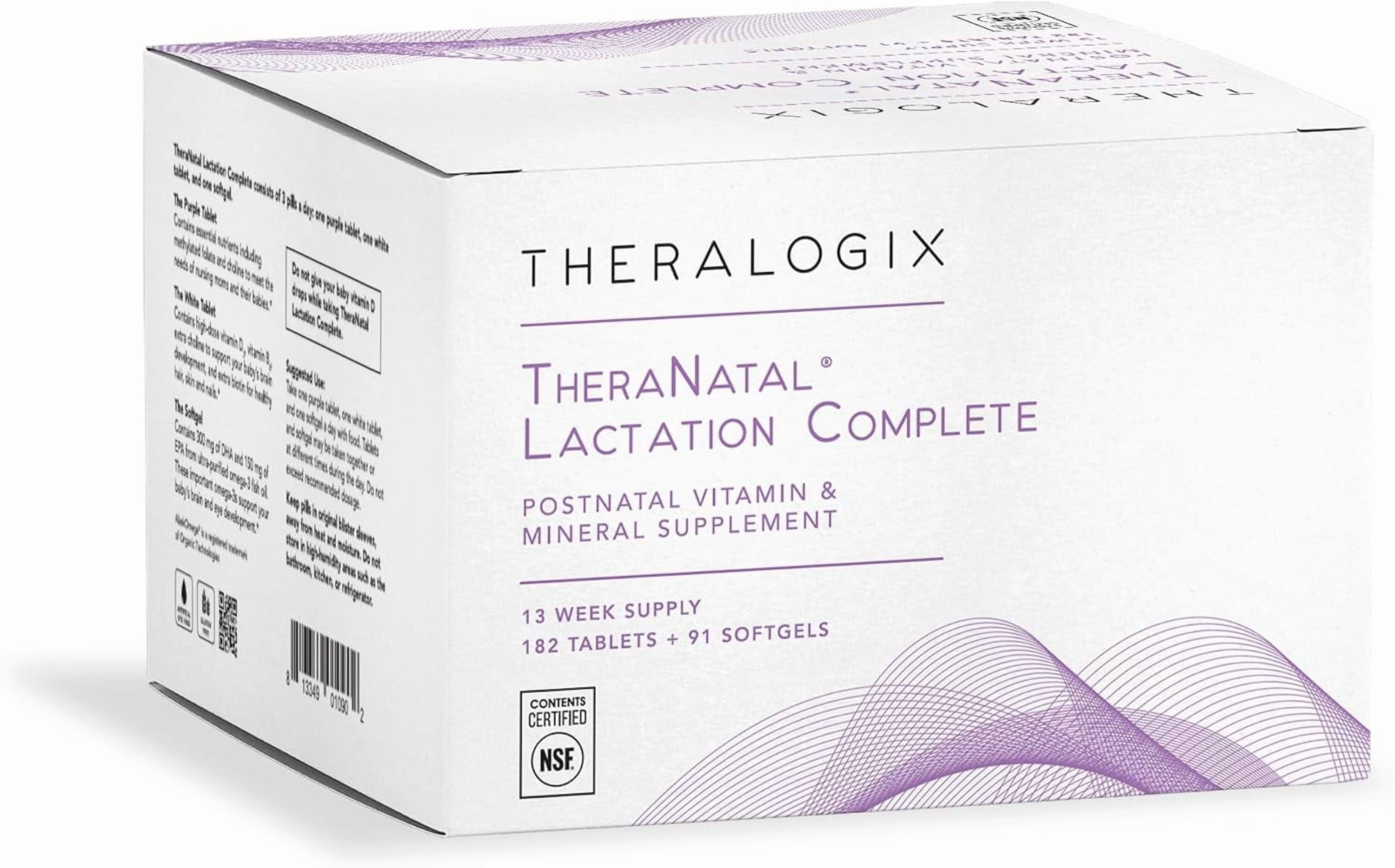 Theralogix TheraNatal Lactation Complete Postnatal Vitamin Supplement - 13-Week Supply -Breastfeeding Supplement for Women - Infant Vitamin D drops replacement -NSF Certified- 182 Tablet & 91 Softgel