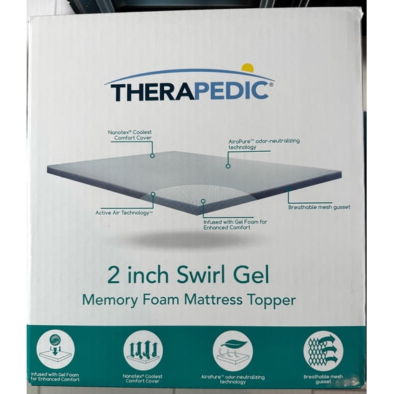 Therapedic - 2 Inch Swirl Gel Memory Foam Mattress Topper TWIN 75 L x 39 W.