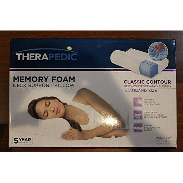 Therapedic® Classic Contour Memory Foam Side/Back Sleeper Bed Pillow -  Miazone