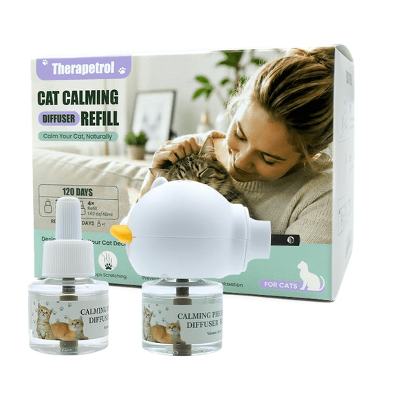 Therapetrol Cat Pheromone Diffuser Kit, 4 Refills, 120-Day Supply 4 x 48ml Refills 120-Day Supply  Covers Up to 750 Sq Ft  Helps Reduce Scratching, Spraying & Multi-Cat Tension