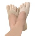 thumbnail image 1 of Therapeutic Gel Heel Socks - 2 Pair Invisible Foot Spa 5- Toes Glove Socks for Cracked Heel Treatment - Helps with Alignment and Eliminating Chafing and Blisters PLUS Eyeglass Pouch (Beige), 1 of 5