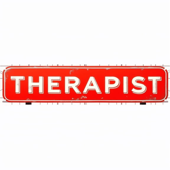 Therapeutic Tin Decor 16*4 Inches "THERAPIST" Studio/Office Wall Art - Retro Professional Accent, Calm Space Decor, Wellness Metal Sign