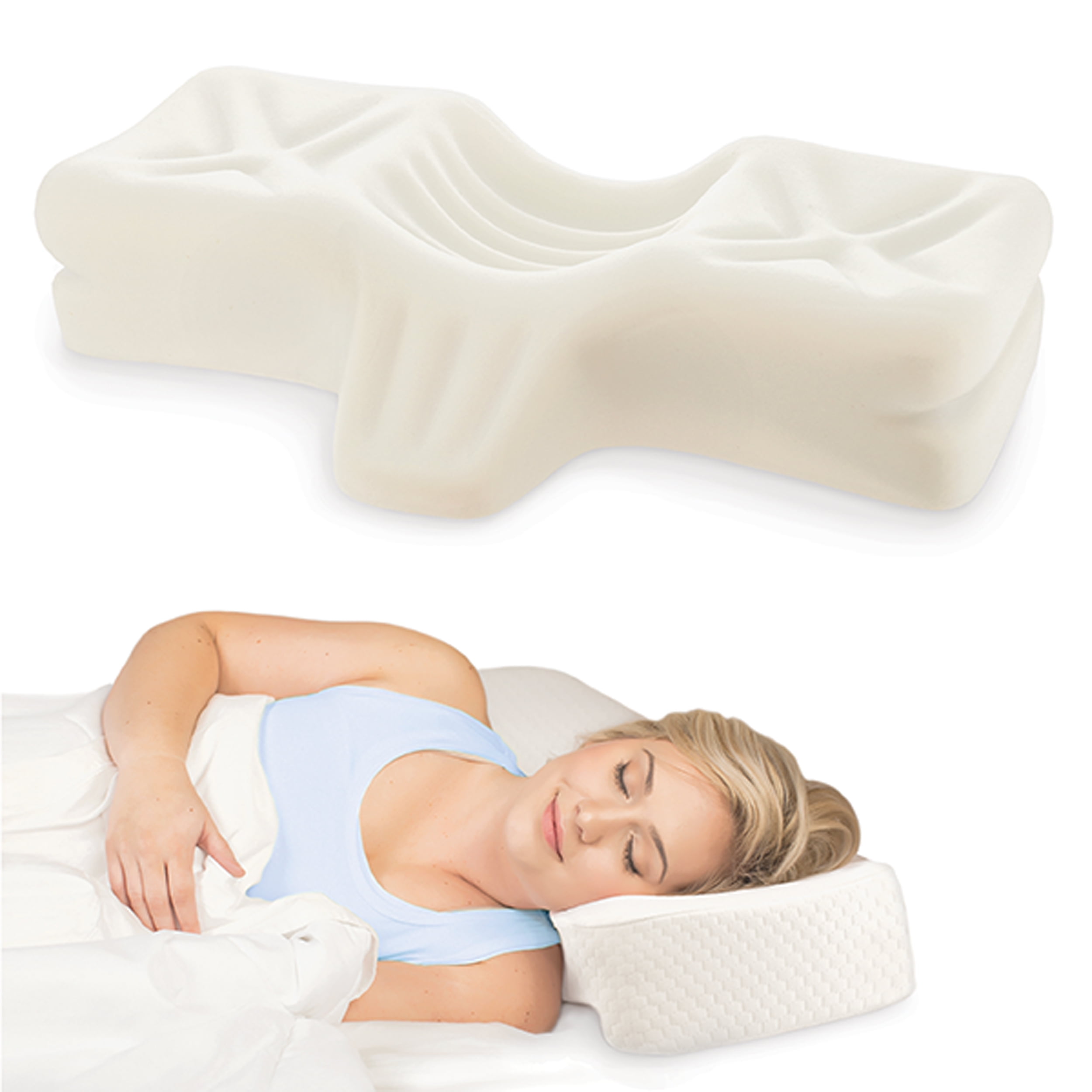 Petite White Memory Foam Orthopedic Sleeping Pillow