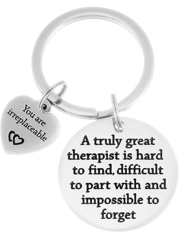 Therapist Gifts Keychain for Mental Health Therapists, SLP, Occupational, Respiratory Therapist - Stainless Steel Keychain, Engraved Thank You Gift