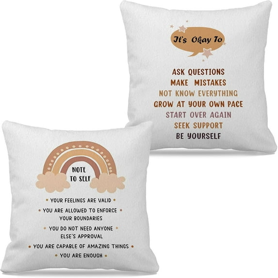 Therapist Gifts, School Counselor Gifts, Mental Health Office Decor, Therapy Office Decor, Calming Corner Decor, Counselor Office Decor, Note to Self It''s OK to Pillow Covers 18x18 Set of 2