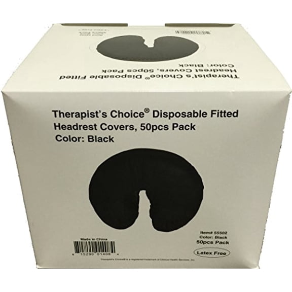 Therapist's Choice Disposable Fitted Face Rest Covers, Color Black (50 pcs per Box)