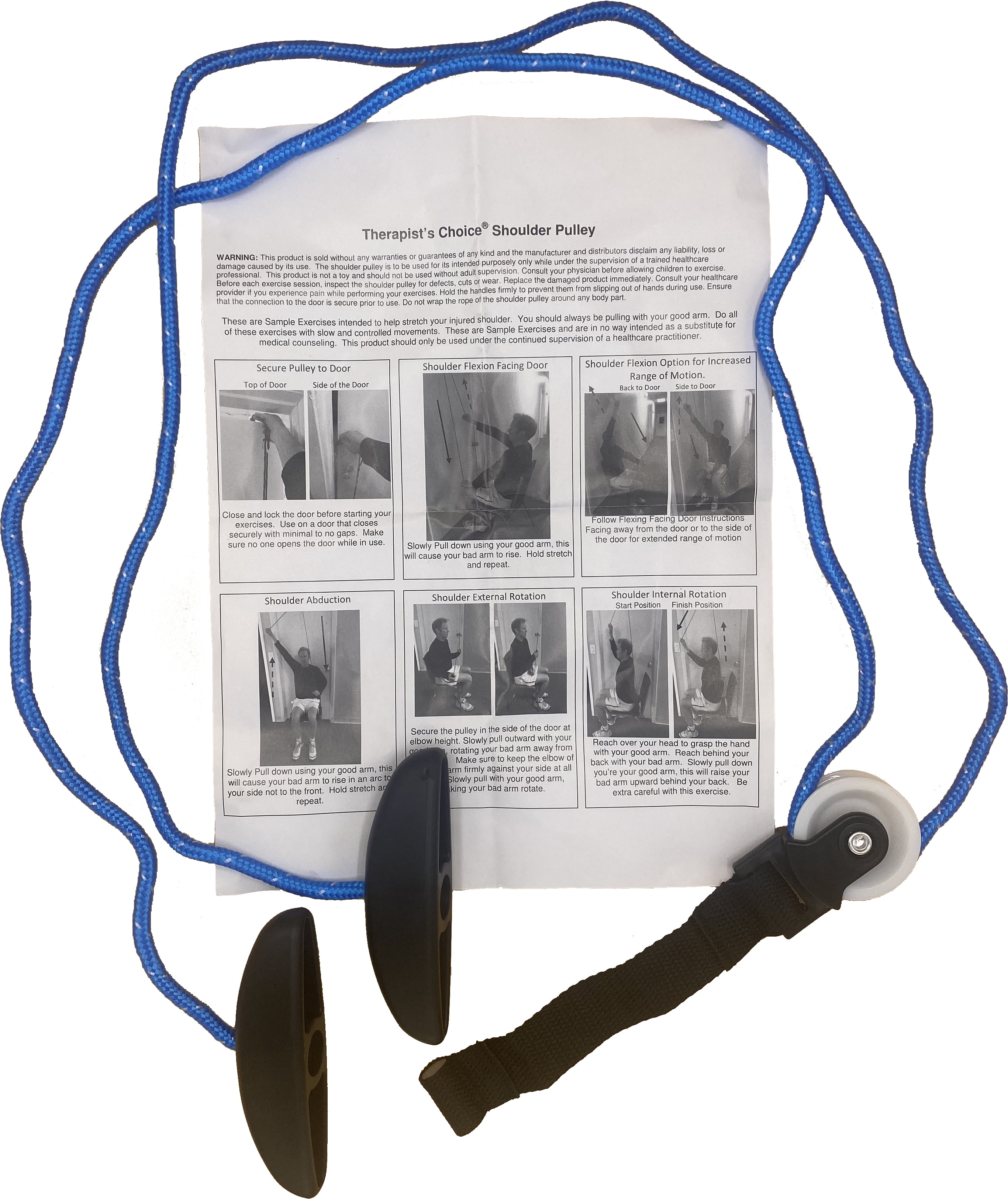 Therapist’s Choice® Shoulder Pulley, Over The Door, with Patient Guide. Aids Recovery and Rehabilitation of Shoulder, Rotator Cuff, Shoulder Pain, Frozen Shoulder, Pain Free Range of Motion (Blue)