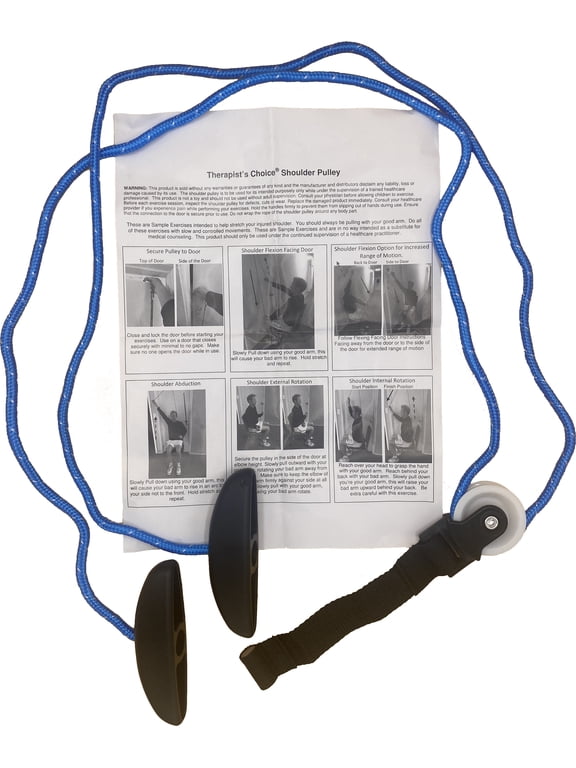 Therapist’s Choice® Shoulder Pulley, Over The Door, with Patient Guide. Aids Recovery and Rehabilitation of Shoulder, Rotator Cuff, Shoulder Pain, Frozen Shoulder, Pain Free Range of Motion (Blue)